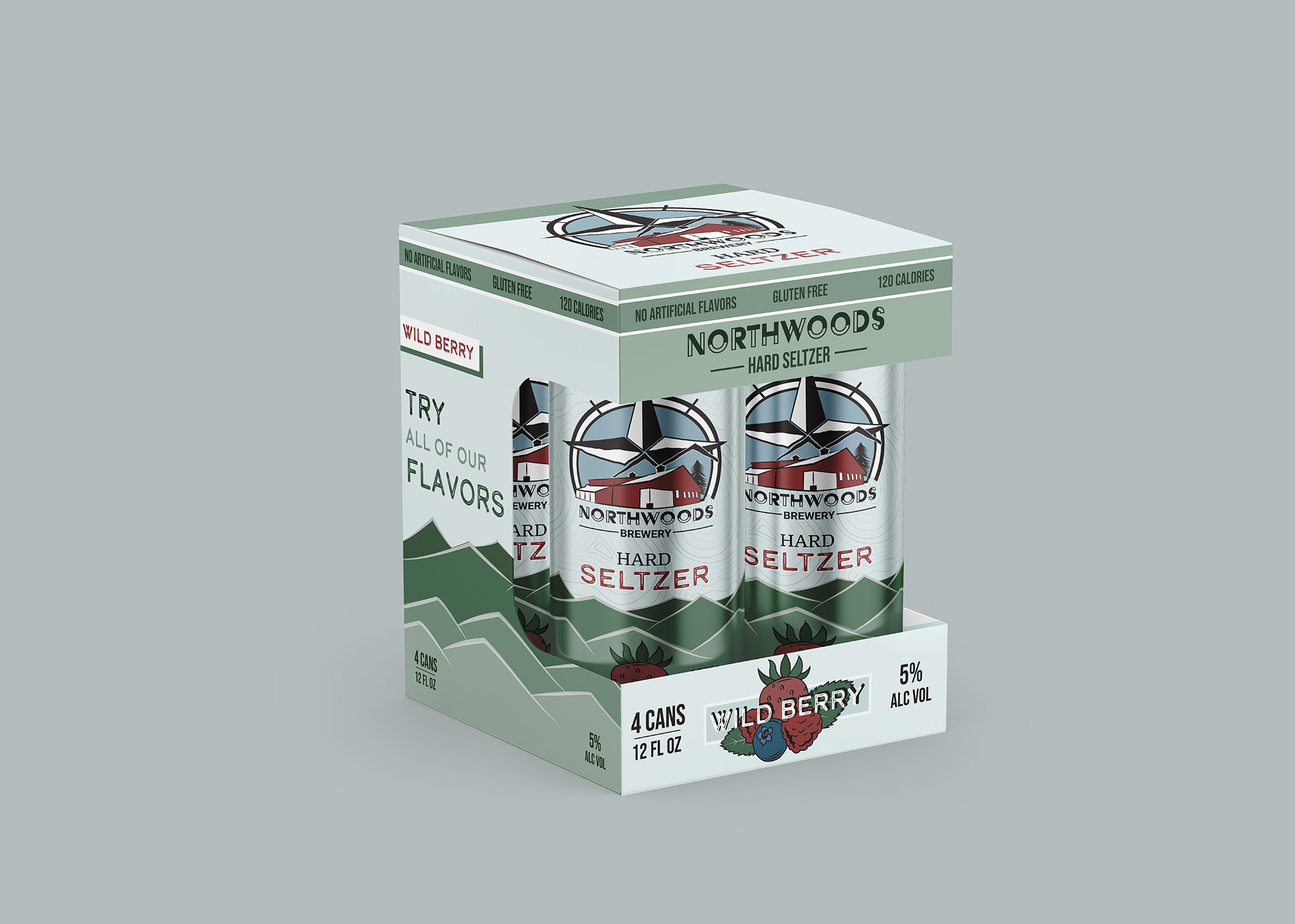 4-Pack seltzer can box design