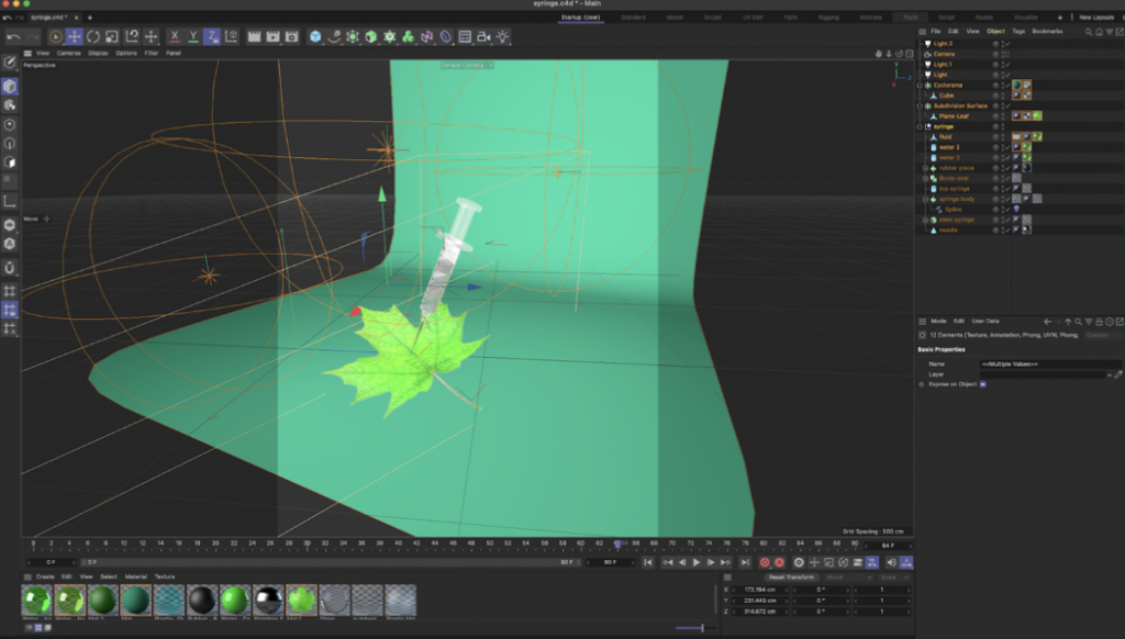 composition of 3D model for magazine cover in Cinema 4D