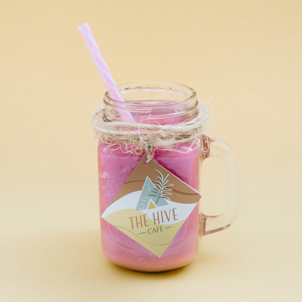cup tag design for Tranquil Palms restaurant logo