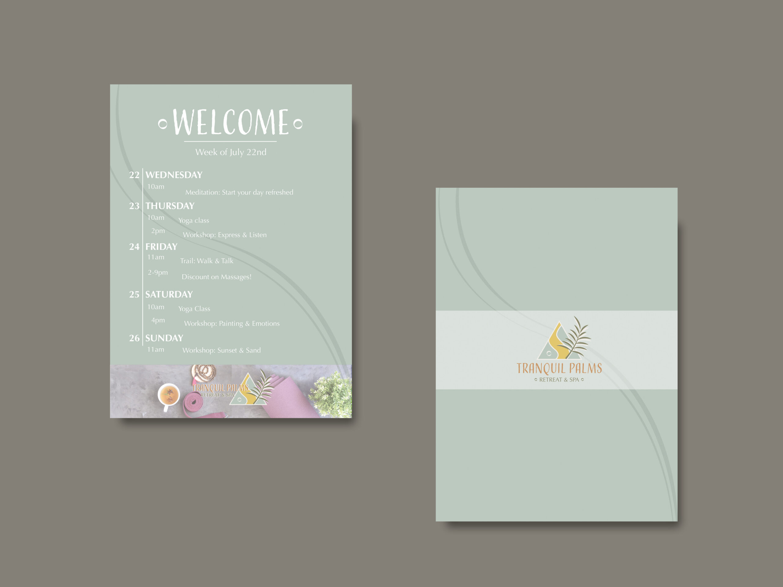 activities welcome sheet Tranquil Palms